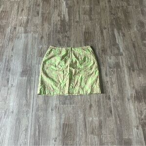 Vintage Lilly Pulitzer Pastel Green Yellow Pineapple Embroidered Skirt Size 10